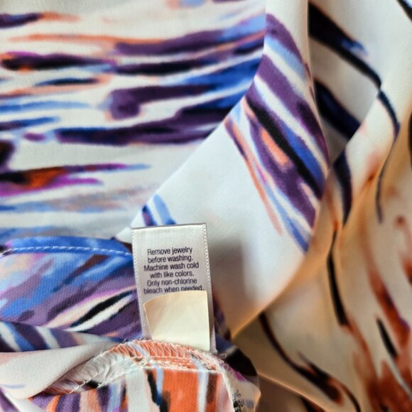 Jennifer Lopez Dolman Sleeve Top Women"s Size Small Colorful Blouse Lightweight - Picture 6 of 7